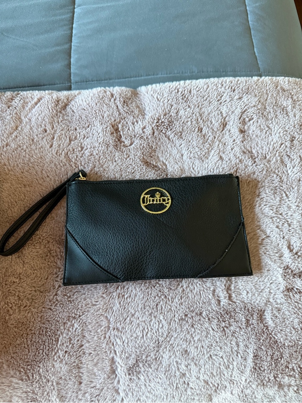 Juicy Couture Black Wristlet Clutch with Gold Logo